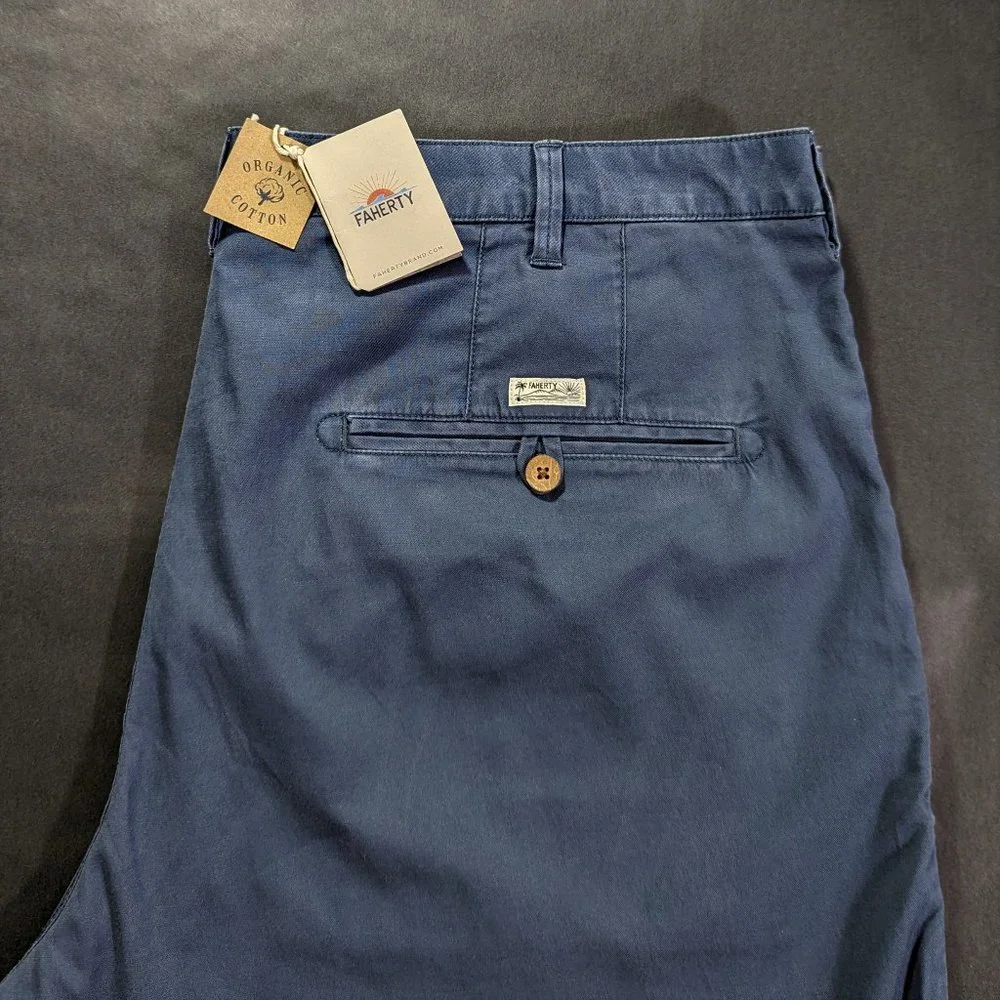 Faherty Island Life Shorts Size 42 Organic Cotton Blue Men`s Chino